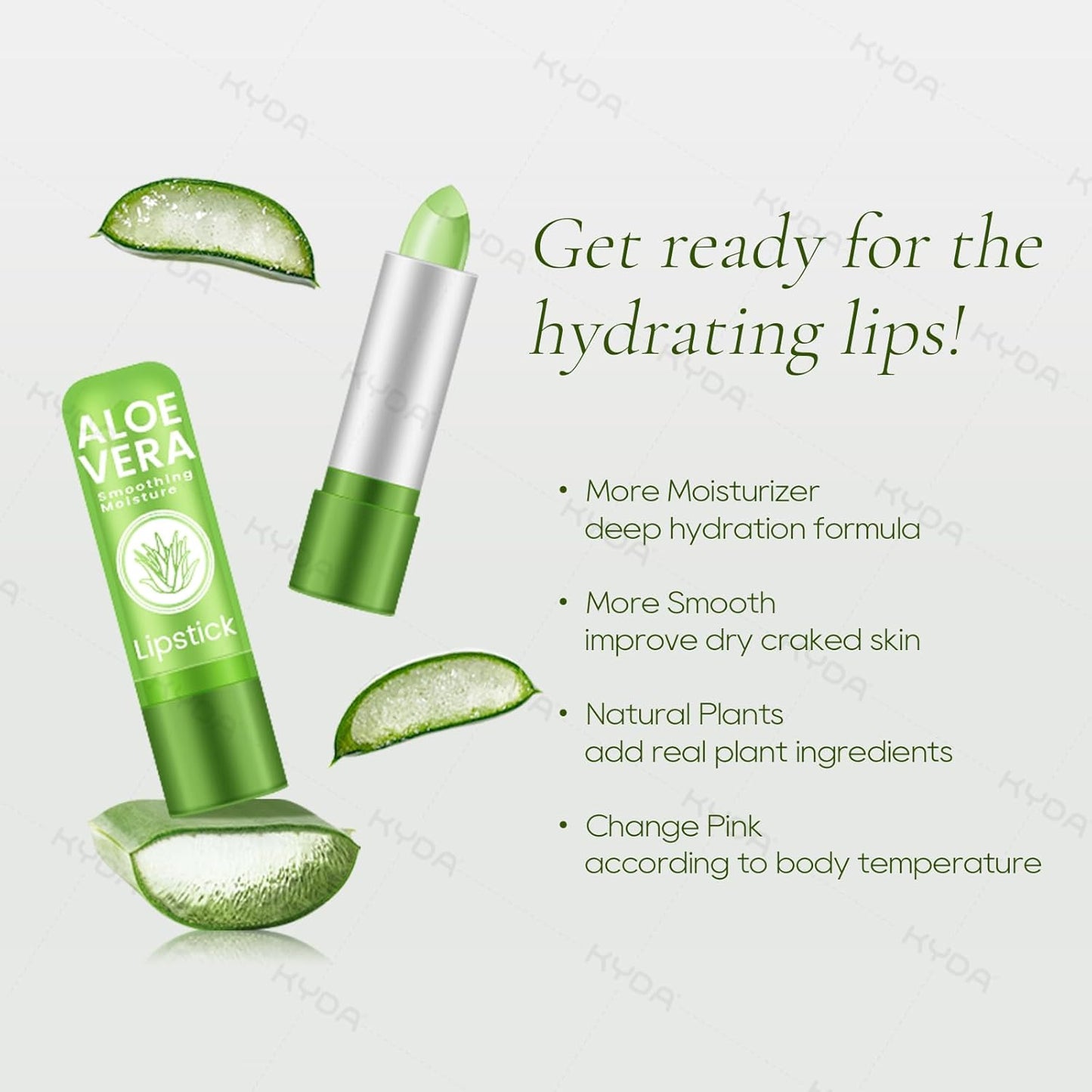 Ownest 10 Pcs Aloe Vera Lip Balm, PH Color Changing Lipstick, Change from Green to Natural Pink, Deep Hydrating Tinted Lip Balm, Daily Lip Moisturizer for Dry Cracked Lips, with Real Aloe Vera