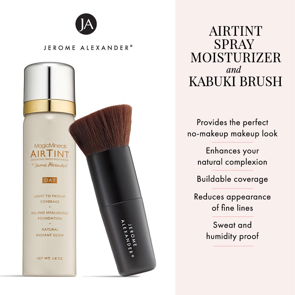 Jerome Alexander MagicMinerals AirTint Tinted Moisturizer AirBrush Spray Light | Tinted Moisturizer Spray with Anti-Aging Ingredients | Medium |2PC