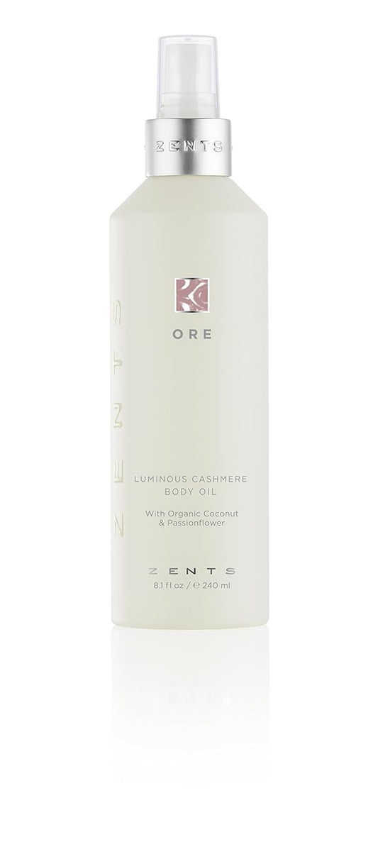 Zents Luminous Cashmere Body Oil (Ore Fragrance) | Moisturizing Body Oil with Vitamin E & Organic Coconut Oil | Softens & Smooths Skin | 8 fl oz | alldaygood beauty