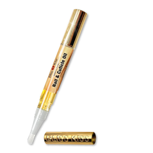 Bliss Kiss | 1 Vanilla Fragrance | Nail Oil Cuticle Pen w/Vitamin E & Jojoba⏤Nail Strengthener Nail Growth Serum for Brittle Peeling Breaking Thin Nails | alldaygood beauty