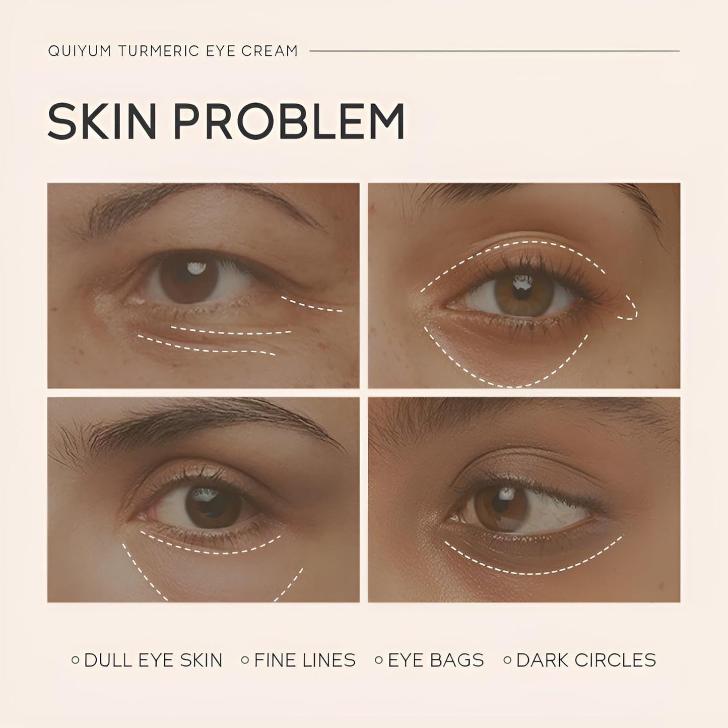 Turmeric Eye Cream, Dark Circle & Puffiness Under Eye Cream Treatment, Vitamin C & Turmeric Booster for Dull, Fine Lines, Eye Bags, Anti Aging Eye Repair Cream for Women, 0.53oz, 2 Pack