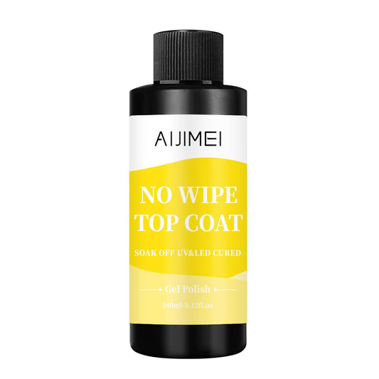 AIJIMEI 240ml Gel Polish No Wipe Top Coat Long Lasting Top Gel for Acrylic Nails,Gel Top Coat for Home DIY and Nail Salon Non-Wipe TopCoat for Gel Polish 8 Fl Oz | alldaygood beauty
