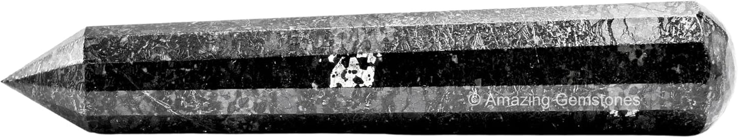 Amazing Gemstone Nuummite Crystal Wand Massage Stick - Pelvic Wand Gua Sha for Adults - Crystals and Healing Stones Massage Wands for Adults Gifts (Pointed)