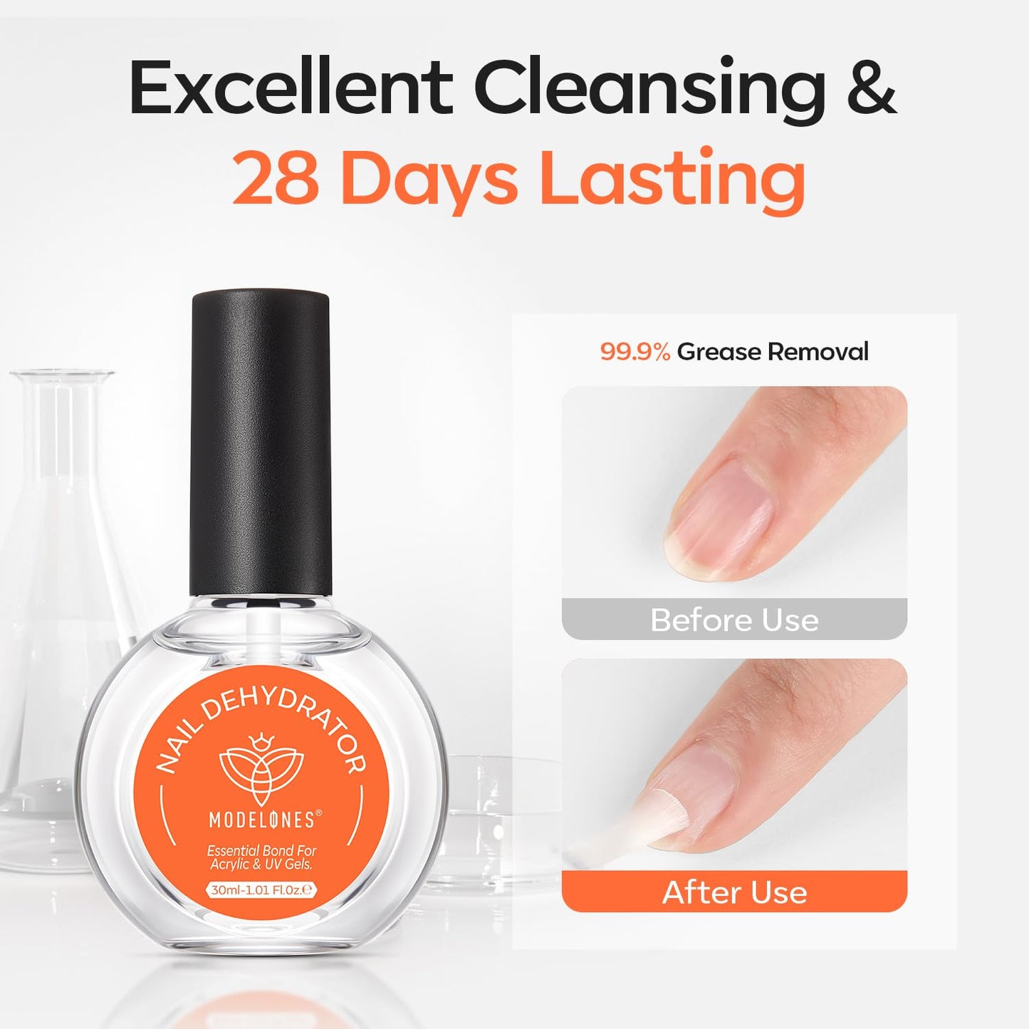 modelones Nail Dehydrator, 30 ml Nail Prep Dehydrator for Press Ons/Acrylic Nails/Gel Polish, Acid Free Natural Prep Dehydrate Acrylic Supplies