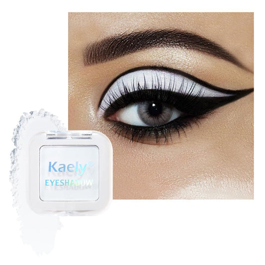 Kaely Pressed Single Eyeshadow Makeup, White Matte Highly Pigmented Monochrome Eye Shadow Palette, Waterproof Neutral Powder Mini Eyeshadow, sombras para ojos, Lightweight Blendable, 08 | alldaygood beauty