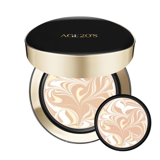 AGE20'S Signature Essence Pact SPF 50+ | Pack of 2 | 17N IVORY | Cream Foundation, Dewy Finish, Natural Coverage | Korean Cushion Foundation | alldaygood beauty