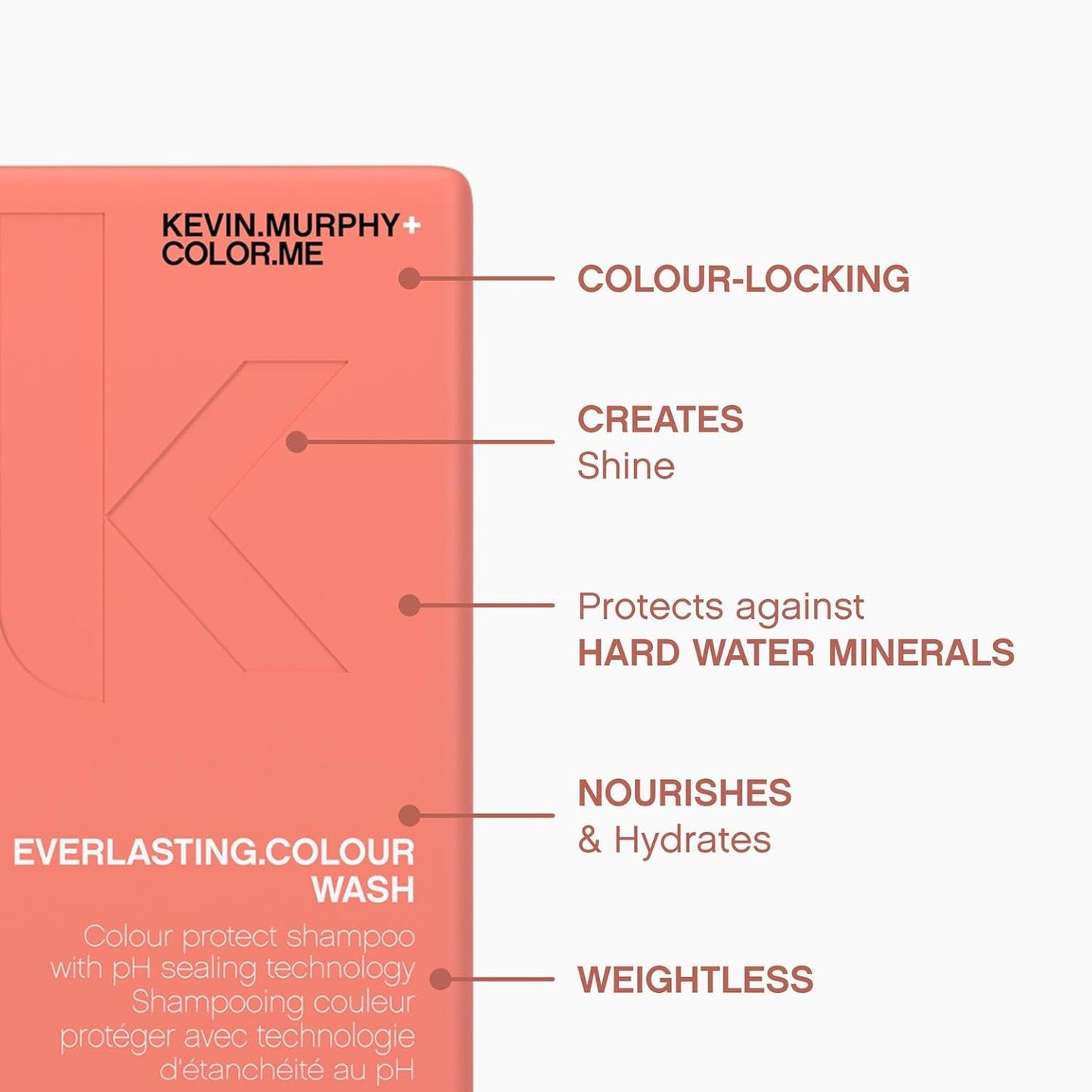 KEVIN.MURPHY EVERLASTING.COLOUR WASH - Hair Colour Shampoo - Colour Protect Hair Care - pH Balanced Shampoo - Sulphate Free - 250 mL / 8.4 fl oz