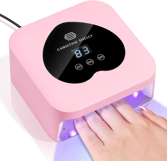 UV Nail Lamp, CHRISTINE SHELLY UV Light for Gel Nails, 48W Plug-in Mini Nail Lamp Nail Dryer with Touch Control Auto Sensor and 3 Timer Settings Nail Light Curing Lamp, Home Salon Nail Art Tools,Pink | alldaygood beauty