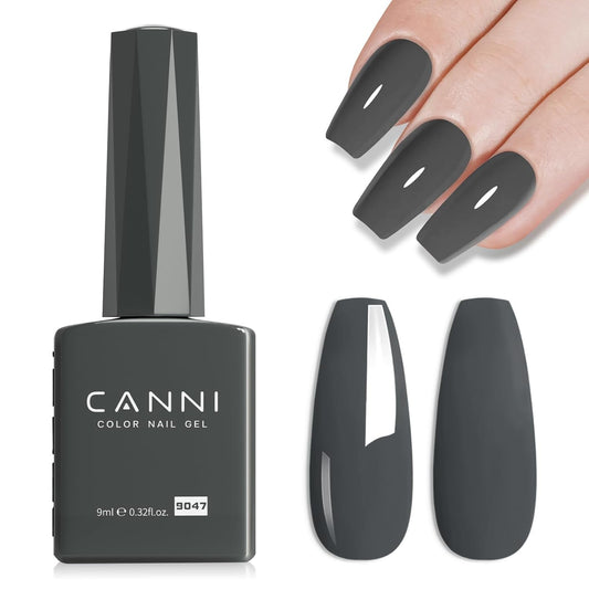 CANNI Gray Gel Nail Polish, 1Pcs Grey Nail Polish Gray Color High Gloss Soak Off U V Gel Nail French Nail Manicure Salon DIY | alldaygood beauty