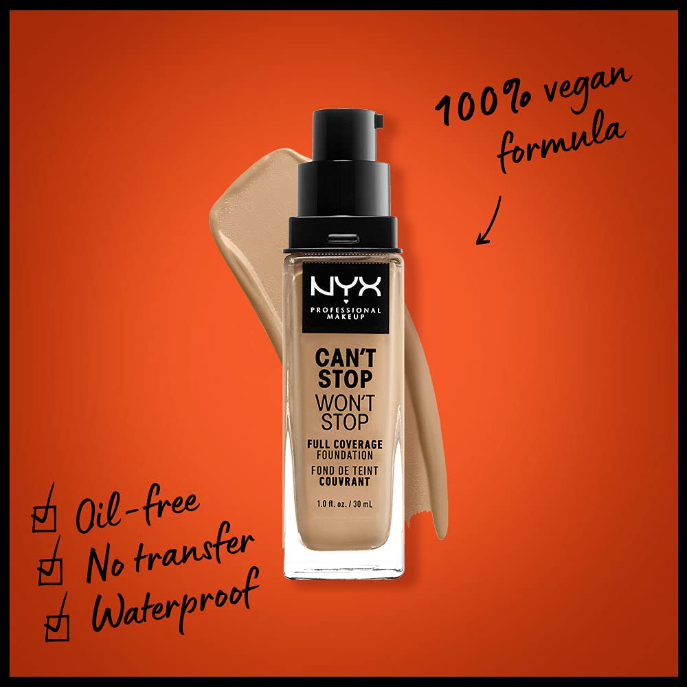 NYX PROFESSIONAL MAKEUP Can't Stop Won't Stop Foundation, 24h Full Coverage Matte Finish - Beige