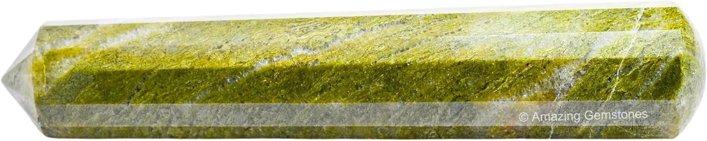Amazing Gemstone Vesuvianite Crystal Wand Massage Stick - Pelvic Wand Gua Sha for Adults - Crystals and Healing Stones Massage Wands for Adults Gifts (Pointed)