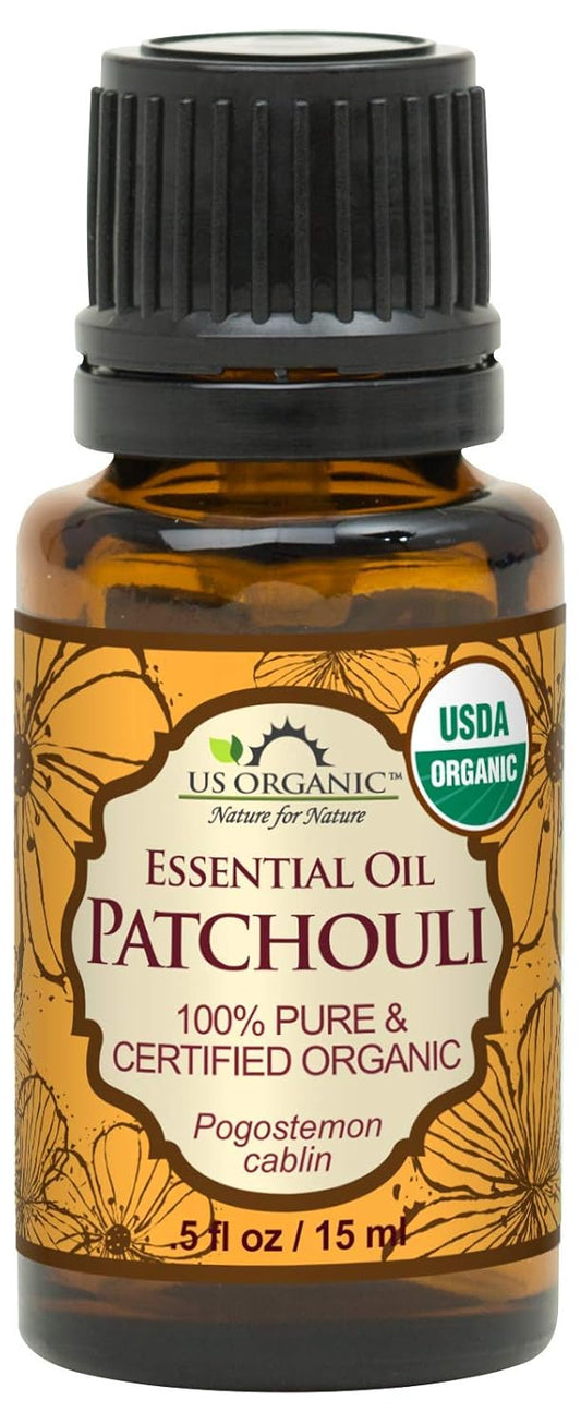 US Organic 100% Pure Patchouli Essential Oil - USDA Certified Organic, Steam Distilled - W/Euro droppers (More Size Variations Available) (15 ml / .5 fl oz) | alldaygood beauty