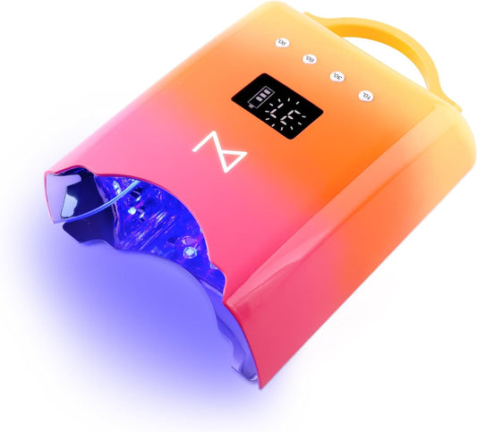 M - NEO Cordless & Rechargeable Nail Curing Lamp 78W with 4 LCD Time Display Timer, Auto Sensor, and Spacious Interior for All Hand Sizes and Nail Lengths (Gradient Pink Gold) | alldaygood beauty