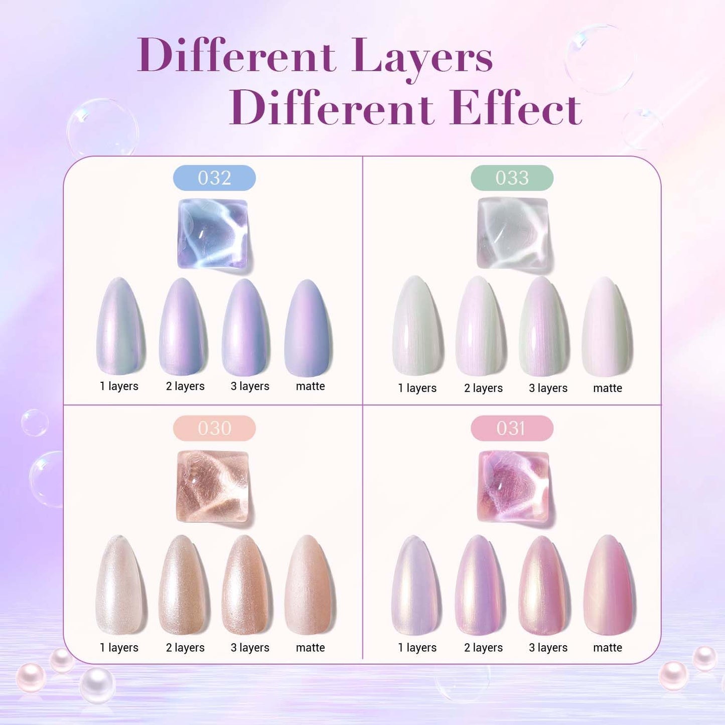 AZUREBEAUTY Nail Polish Set, 4 Colors Pearl Shimmer Blue Pink White Quick Dry Natural Nail