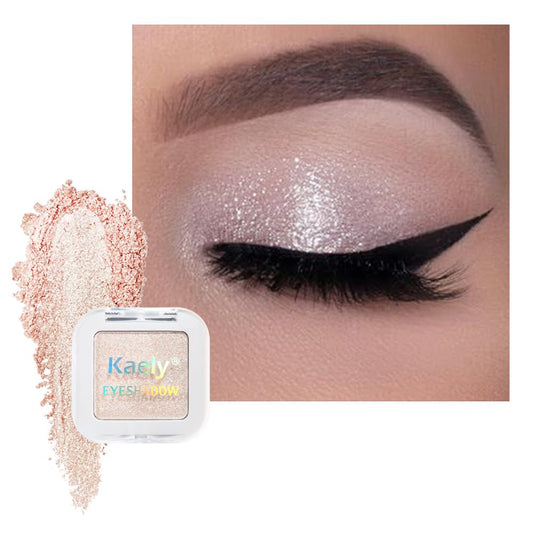 Kaely Pressed Single Eyeshadow Makeup, Sheer White Sparkle Highly Pigmented Monochrome Eye Shadow Palette, Waterproof Neutral Powder Mini Eyeshadow, sombras para ojos, Lightweight Blendable, 02 | alldaygood beauty