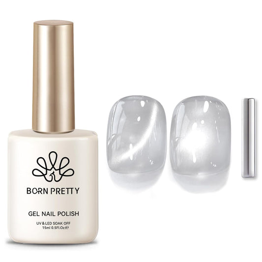 Born Pretty Magnetic Gel Nail Polish Flowing Light White Cat Magnetic Eye Gel Nail Polish White Auroras Cat Magnetic Eye Gel Polish Nail Art Vanish 15ML | alldaygood beauty