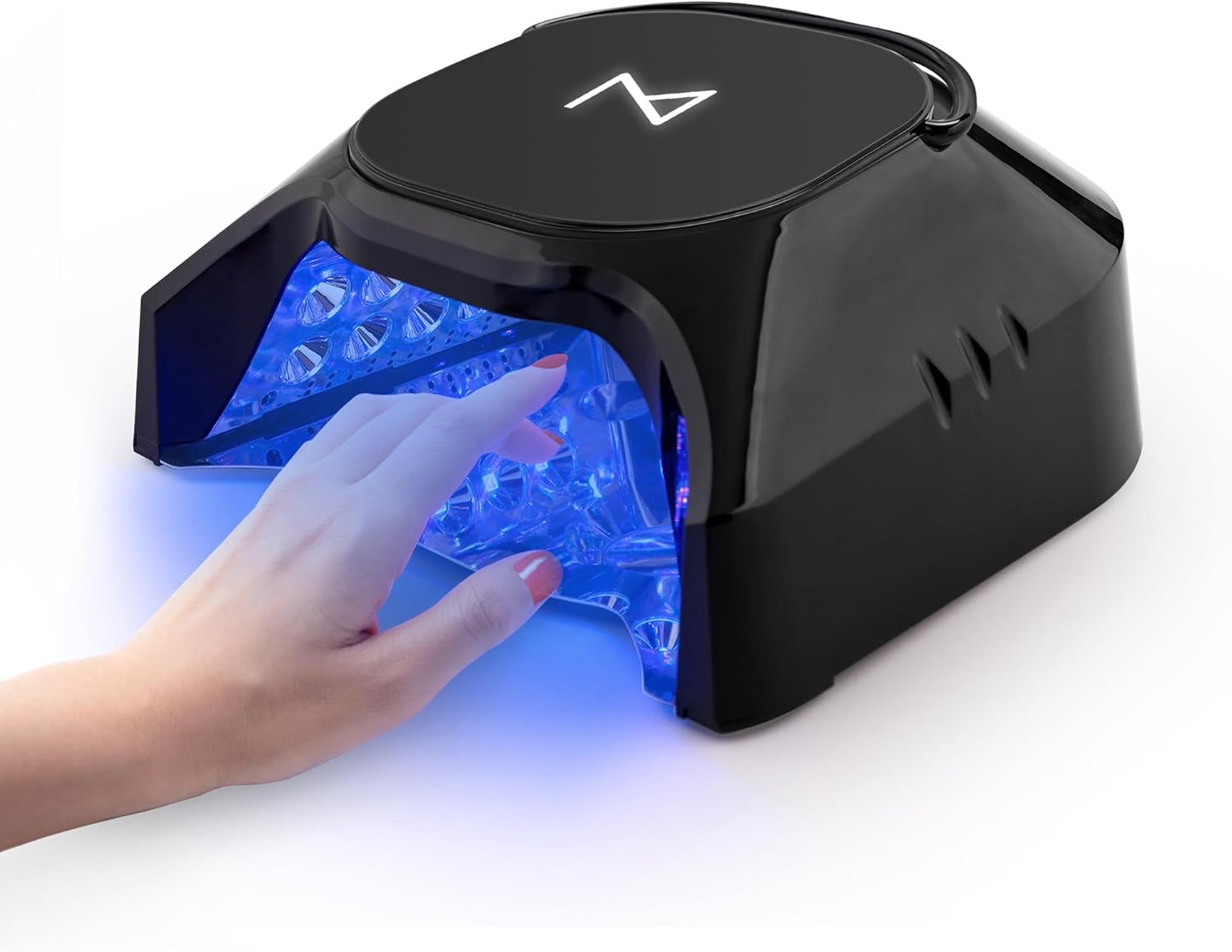 M - GlowPro Professional Hybrid 86W Wireless Rechargeable UV LED Nail Curing Lamp Cordless Nail Dryer for Gel Nails, Manicure, Pedicure (Black)