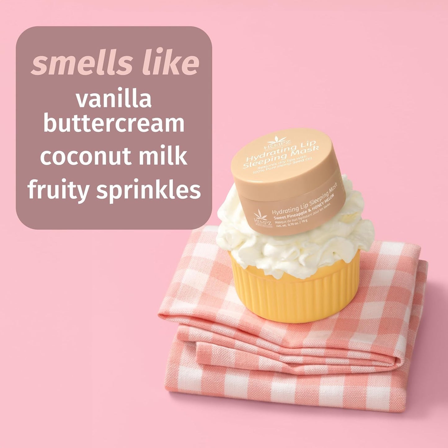 Hempz Hydrating Lip Sleeping Mask - Whipped Vanilla (.70 Oz.) | Overnight Hydrating Lip Balm with Vanilla Lip Butter Balm, Soothing and Hydrating Lip Care for Men or Women, .44oz