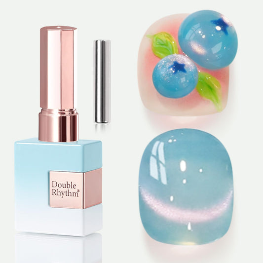 Double Rhythm 0.5 OZ Cat Eye Gel Polish with Magnet 15ML Holographic Glitter Shimmer Translucent Jelly Color Magnetic Nail Polish Salon DIY at Home (Fruit Teal Green-MC1211) | alldaygood beauty