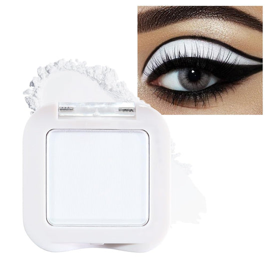 evpct Matte White Eyeshadow Singles, White Matte Cream Powder Eye Shadow Palette Makeup for Older Women, High Pigment Waterproof Monochrome Mini Eyeshadow Palette, sombra de ojos | alldaygood beauty