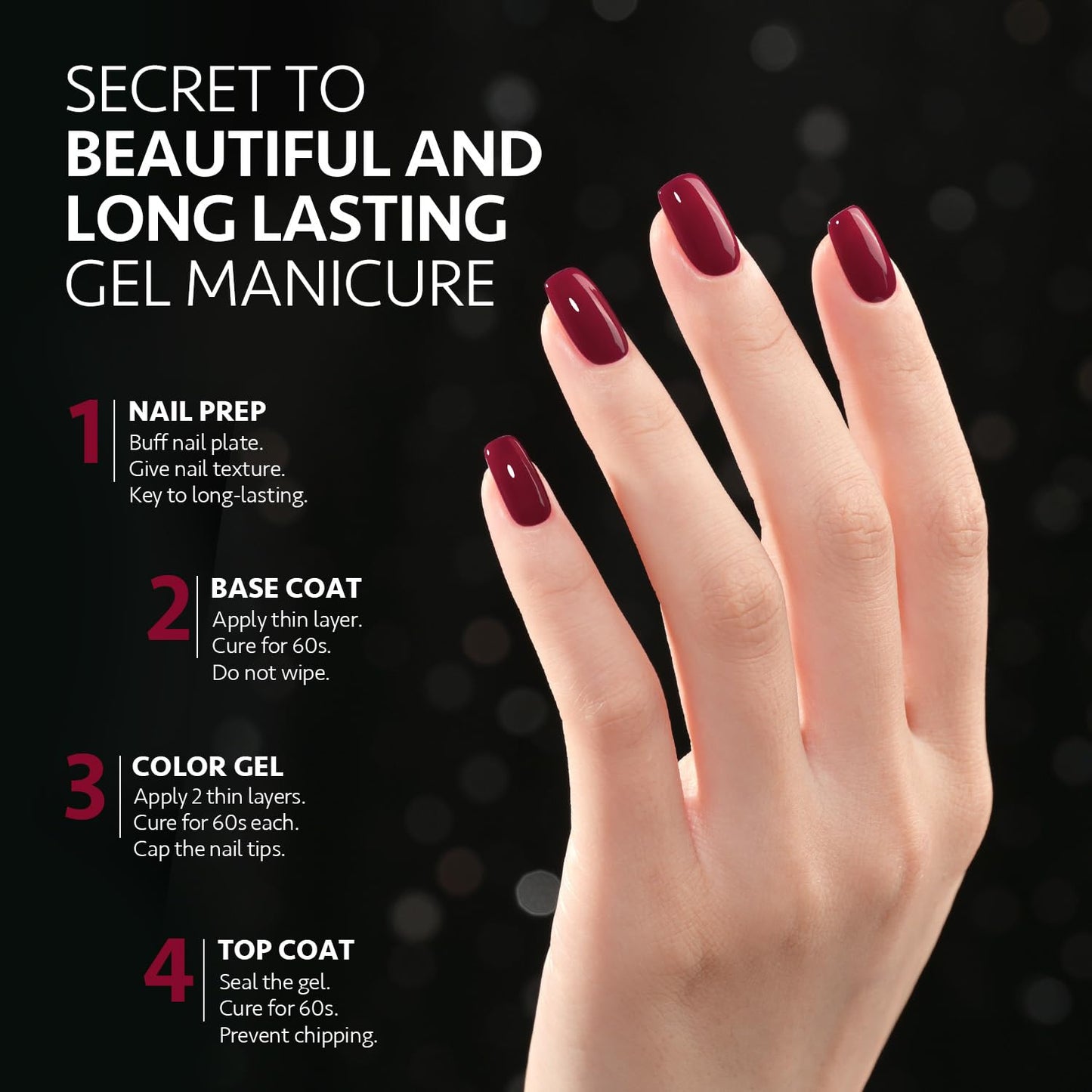 GAOY Mauve Gel Nail Polish, Magenta Cat Eye Gel with Magnet, Dark Pink Color Set Salon Manicure and Nail Art DIY at Home