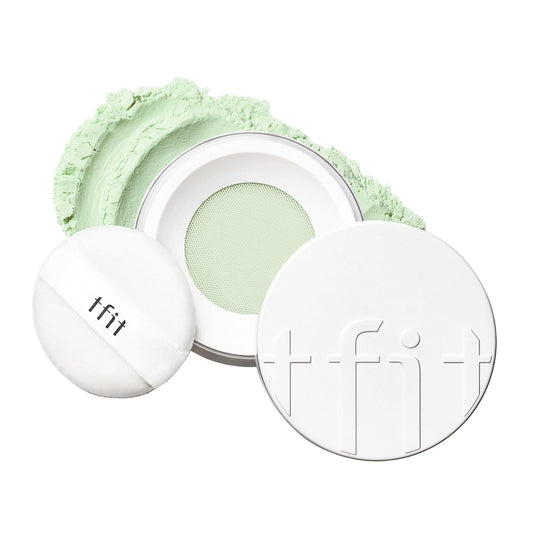TFIT Translucent Set Finishing Powder - Sebum Control Face Loose Powder, Matte & Silky Finish, Lightweight, Long-lasting, Korean Makeup Setting Powder, 0.24 Oz. (03 Green, 0.24 Oz.)