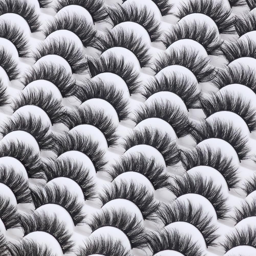 False Eyelashes 48 Pairs Faux Mink Lashes 14mm Wispy Lashes 3D Fluffy Cat Eye Lashes Pack Bulk Wholesale Strip Lashes(style 48-036)
