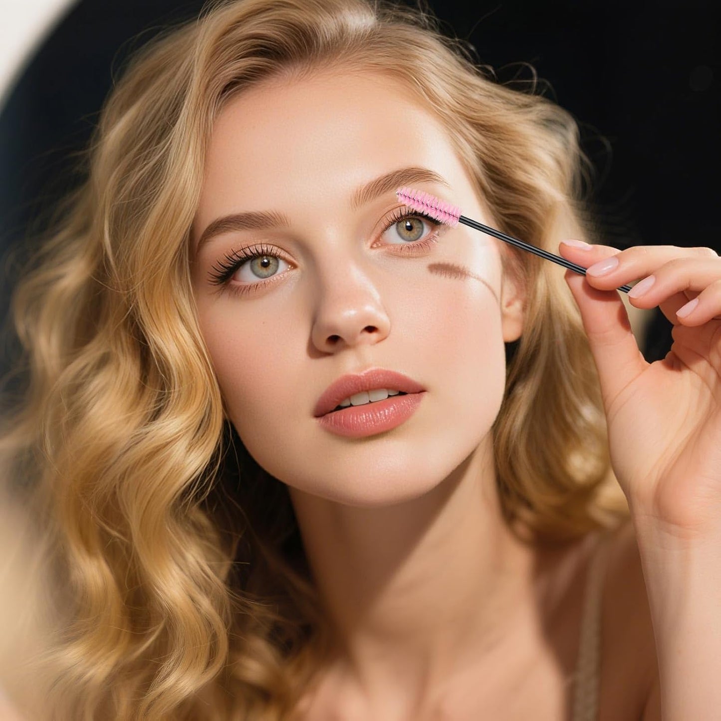 BTYMS 500 Pieces Disposable Mascara Wands Eyelash Brush Brow Brushes Applicators Lash Spoolies for Eye Lash Extension - Pink