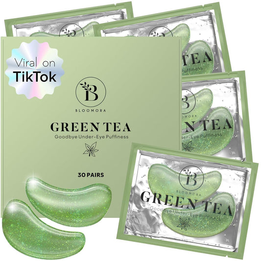 Green Tea Eye Patches (30 Pairs) Eye Mask | Eye Masks with Niacinamide & Hyaluronic Acid | Under Eye Patches for Dark Circles | Under Eye Patches for Puffy Eyes | Eye Care