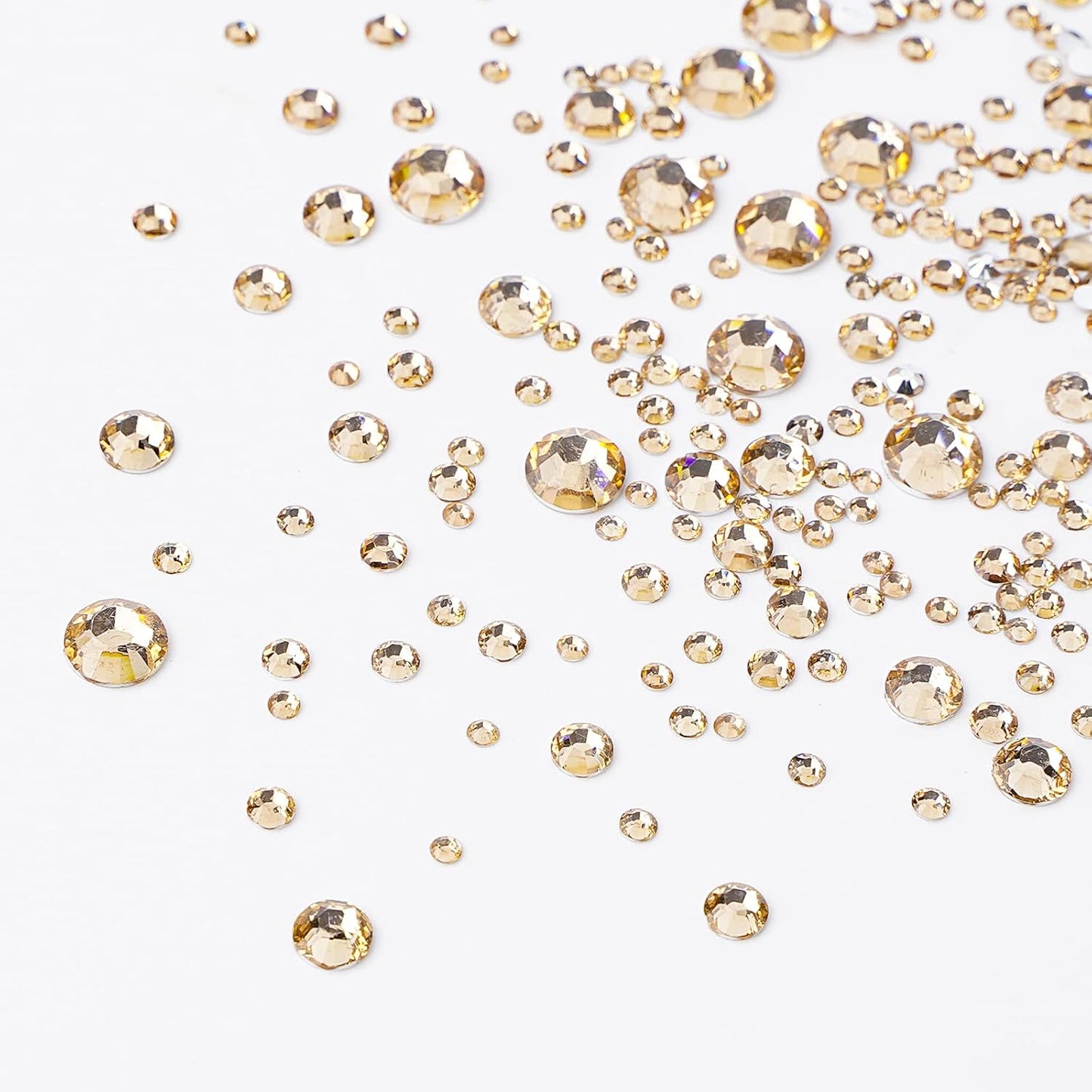 Canvalite 2784Pcs Champagne Rhinestones Flat Back Gems, Nail Rhinestones Gems with Jewelry Glues Pick Up Tweezers and Rhinestone Picker Dotting Pen, Nail Art Tools for Nails, Clothes, Face, Craft