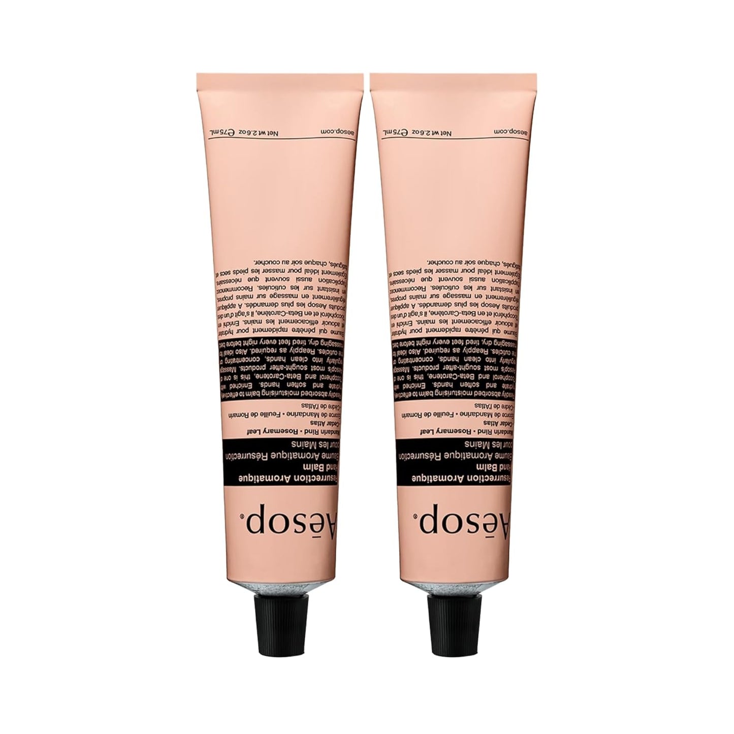 Aesop Resurrection Aromatique Travel Size Hand Balm | Lotion with Sweet Almond and Macadamia Nut to Nourish Dry Hands | 2.4 oz / 75mL (Pack of 2)