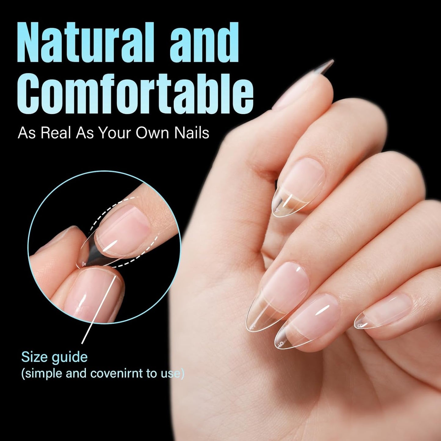 TOMICCA Medium Almond Nail Tips, 240Pcs Soft Acrylic Nails Tips Pre-Shaped Gel Tips, Medium Almond Press on Nails Clear Full Cover Fake Nails for Nail Extension Nail Salon 12 Sizes