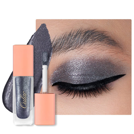 Oulac Liquid Glitter Eyeshadow - Black Shimmer Eyeshadow & Liquid Eyeliner - Non-sticky One-Swipe Coverage with Quick-Drying Crease-resistant Formula. Vegan & Cruelty-Free (12) | alldaygood beauty