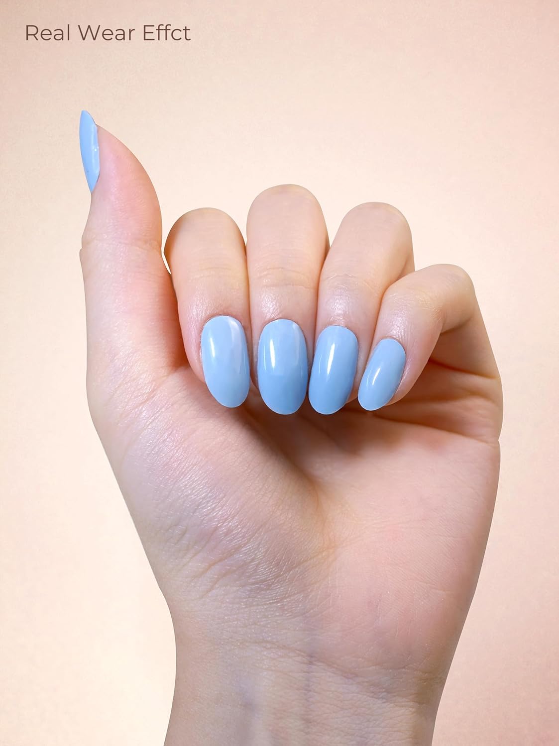 Pre Cured Gel Nail Strips - 44PCS Salon Quality Gel Nail Stickers - Long Lasting Polish Wraps for Women no UV Light Needed Easy Apply& Remove (Lily Blue)