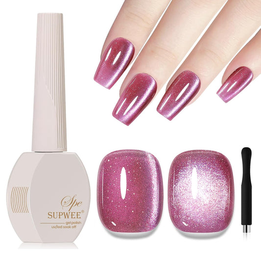 Cat Eye Gel Nail Polish Pink, 15ML Glitter CatEye Gel Polish Magnetic Crystal Reflective Effect with Magnet Soak Off Salon DIY at Home | alldaygood beauty