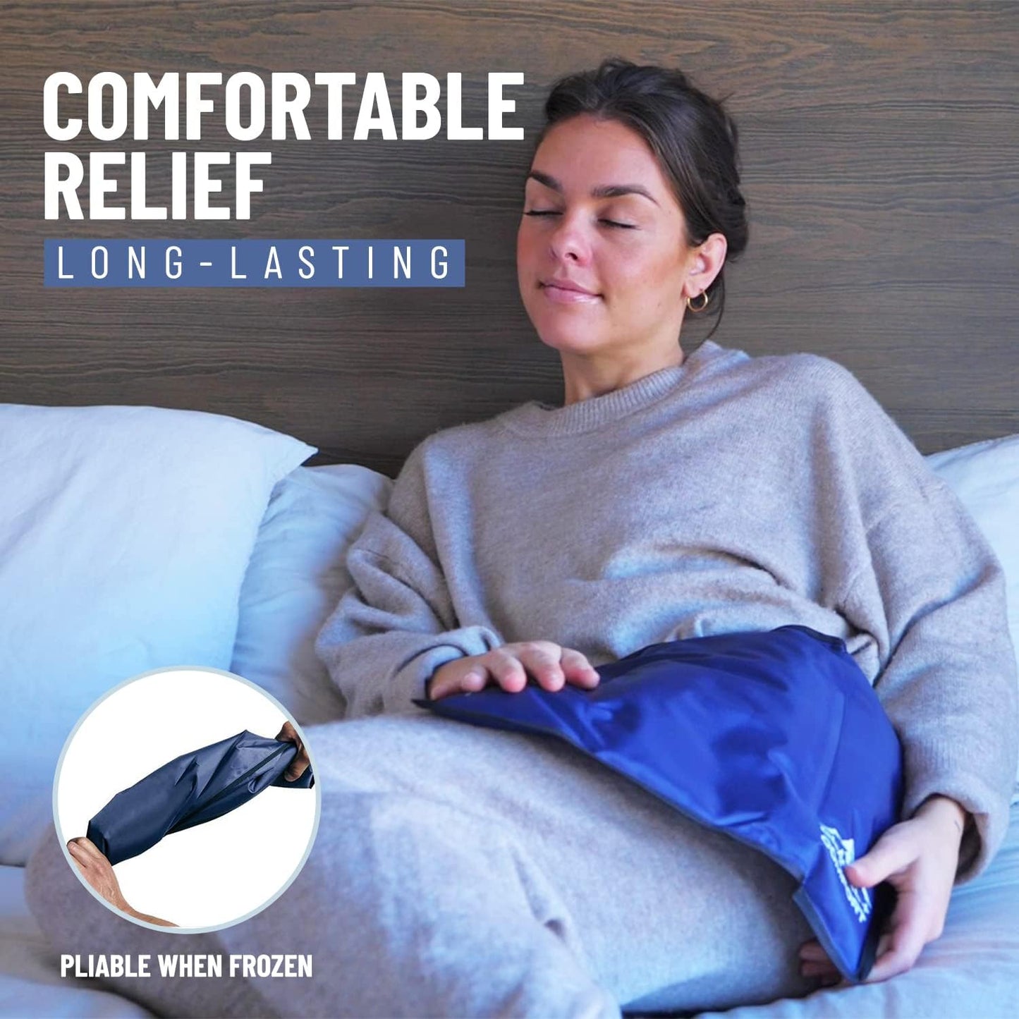 Glacial Comfort Gel Ice Pack for Back Pain - (21" x 13") Reusable Cold Pads for Hip, Knee, Shoulder Injuries, Muscle Strains, Migraine & Postpartum Recovery - Compression Pad