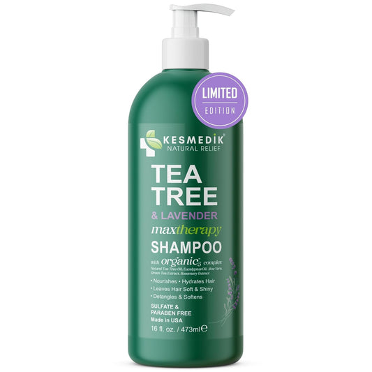 Tea Tree Lavender Shampoo with Mint & Rosemary, Cleanses, Cools & Soothes Dry, Itchy Scalp, Sulfate & Paraben-Free, For All Hair Types 16 fl oz