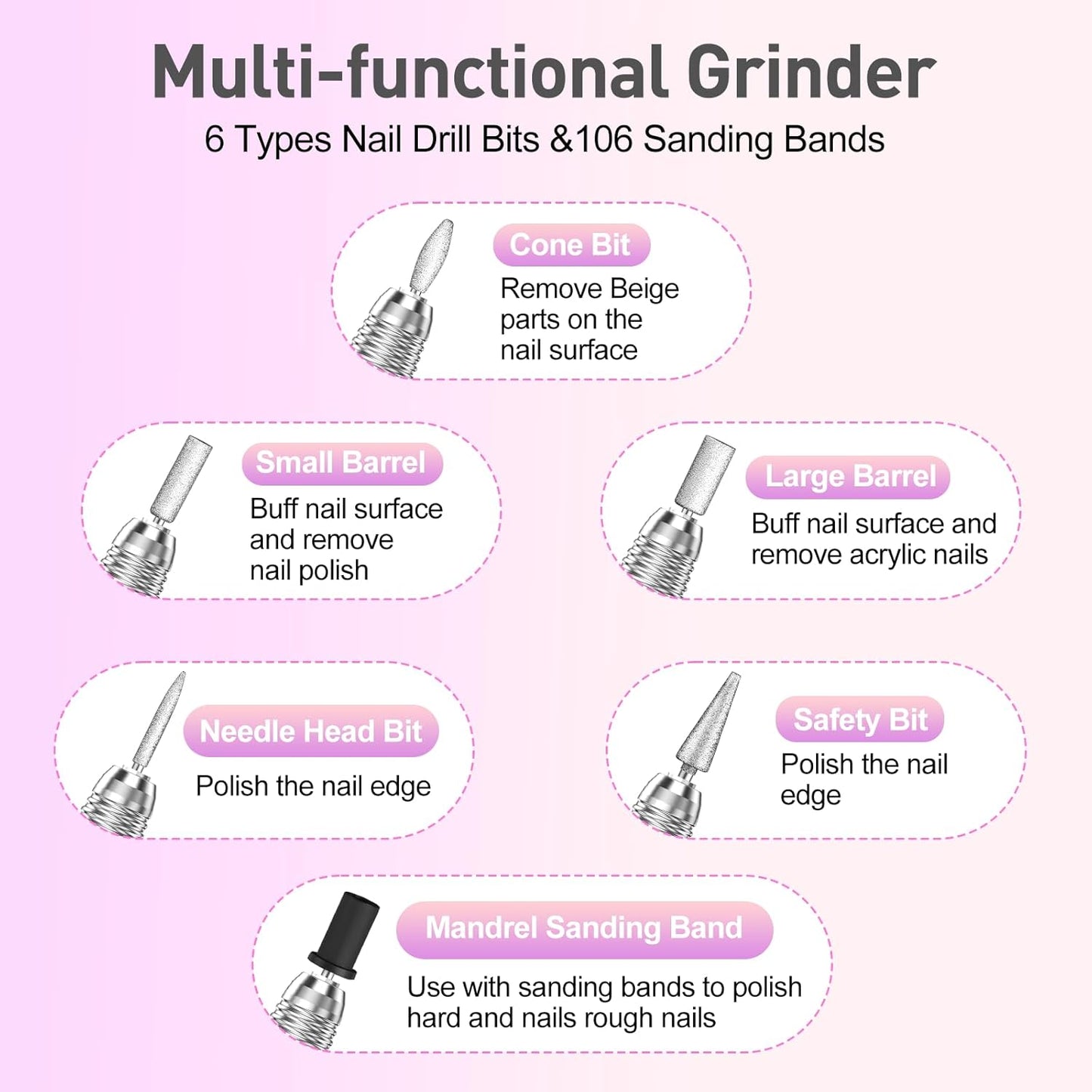 JIASHENG Professional Nail Drill, 30000rpm Electric Nail Drill Machine, Electric Nail File Drills for Acrylic Nails Kit Gel Nails Manicure Pedicure Tools, Purple