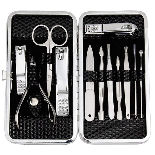 ZIZZON Manicure, Pedicure Kit, Nail Clippers Set of 12Pcs, Professional Grooming Kit, Nail Tools with Luxurious Travel Case Black | alldaygood beauty