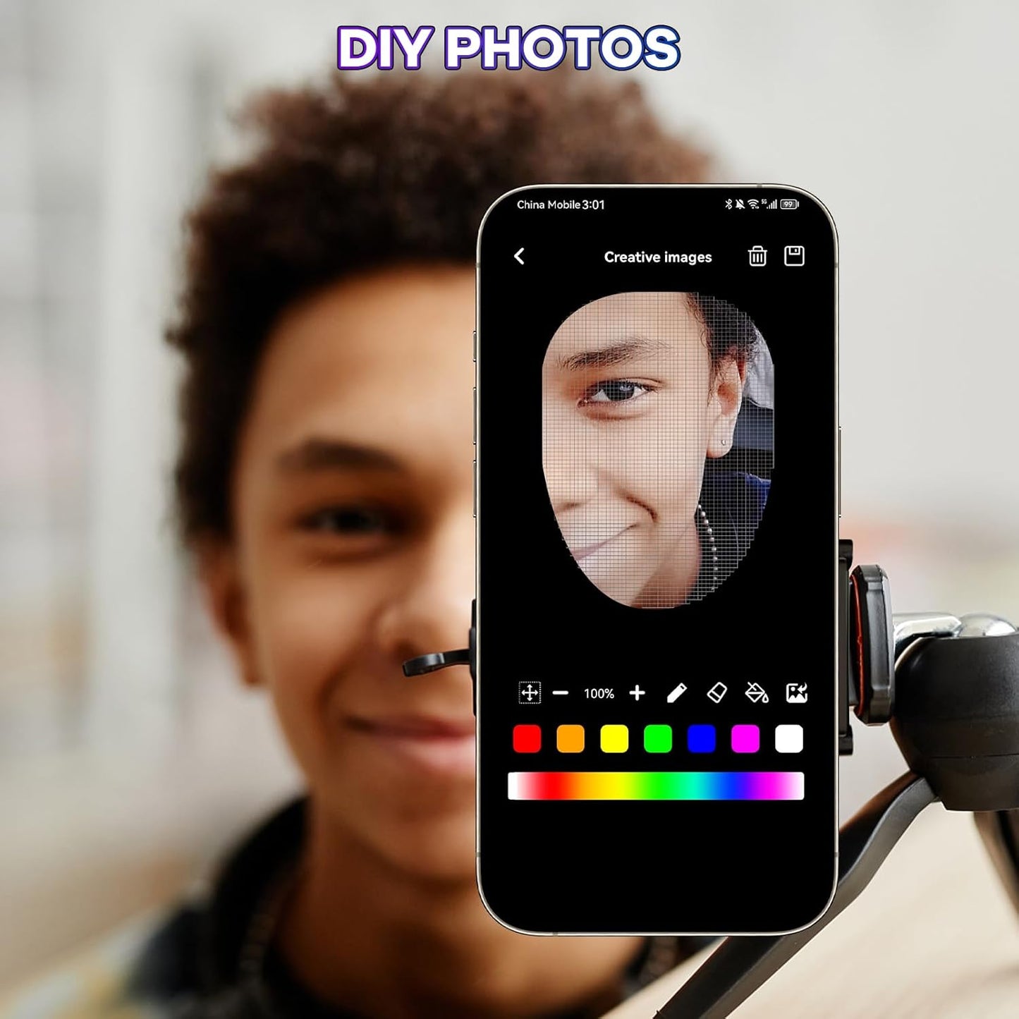 AIGLUN LED Face Transforming Mask with Gesture Control Fun - Cool stuff Halloween Cosplay and Christmas Parties