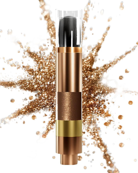 Highlighter Powder with Brush | 3D Contouring & Radiant Glow for Face, Body & Hair | Pearlescent Shimmer, Long-Lasting & Buildable Coverage | Women's Makeup for Daily & Special Occasions | alldaygood beauty