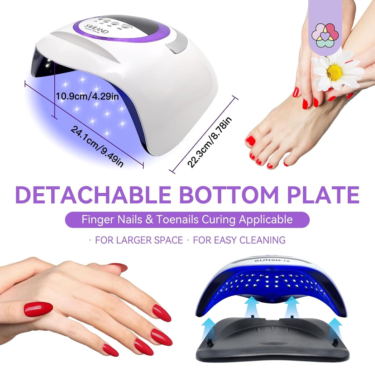 SAVILAND 300W U V LED Nail Lamp: Motion Sensor Nail Dryer Super Fast Curing U V Light for Gel Nails with 72 Beads 4 Timers Dual Light Sources Nail Lamp for Nail Salon Manicure Gift for Women