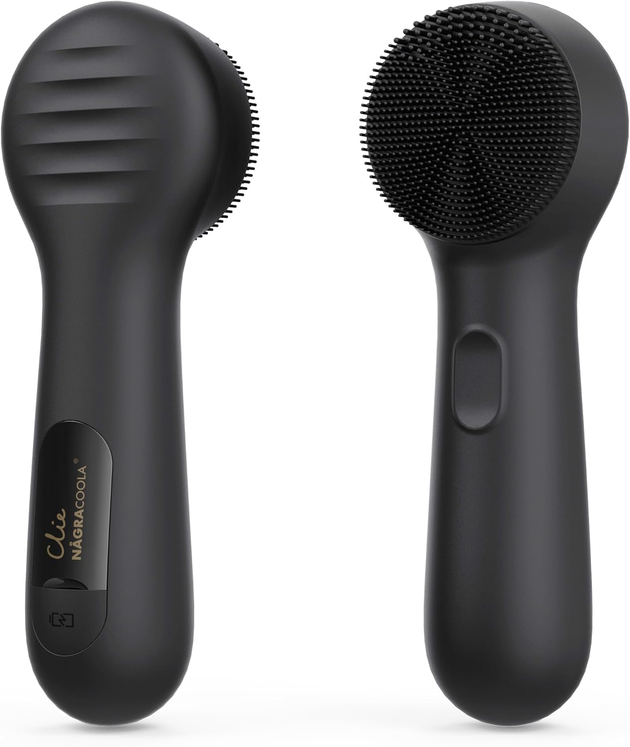 Silicone Face Scrubber, NågraCoola CLIE 2.0 Facial Cleansing Brush, Rechargeable, Waterproof Face Scrub Brush for Cleansing, Exfoliating, Massaging, Electric Facial Exfoliator for Women & Men - Black
