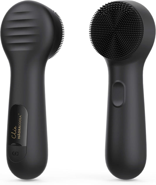 Silicone Face Scrubber, NågraCoola CLIE 2.0 Facial Cleansing Brush, Rechargeable, Waterproof Face Scrub Brush for Cleansing, Exfoliating, Massaging, Electric Facial Exfoliator for Women & Men - Black