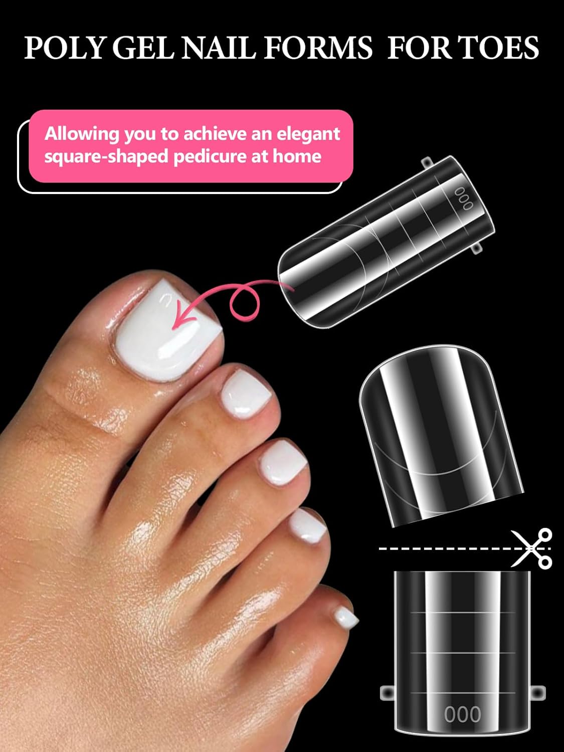 Poly Gel Toe Nail Form Set, EBANKU Reusable Toenails Dual Forms for Nail Extensions, Poly Gel Toe Nail Tips Pre-designed French Line Salon Home DIY Nail Art Supplies - 15 Sizes 150PCS