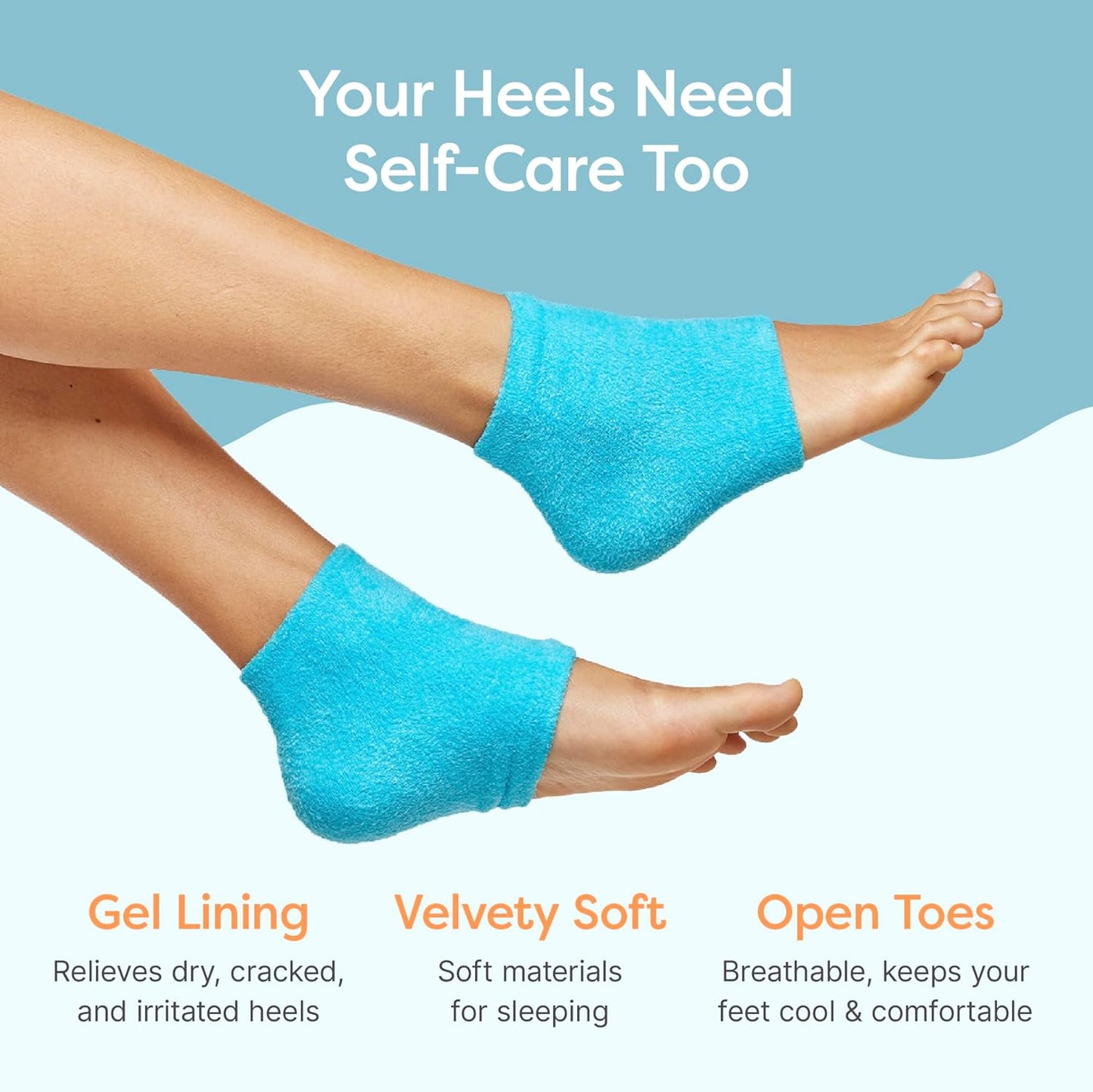 ZenToes Moisturizing Socks for Cracked Heel Treatment - Vitamin E, Olive Oil and Jojoba Oil Infused Heel Socks to Soften and Hydrate (Fuzzy Blue, Wide Width)