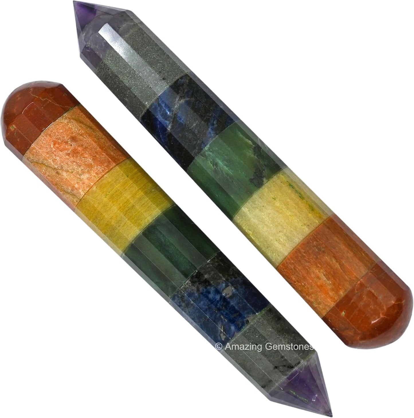 Amazing Gemstone Large Chakra Crystal Wand Massage Stick - Pelvic Wand Gua Sha for Adults - Crystals and Healing Stones Massage Wands for Adults Gifts (Pointed)