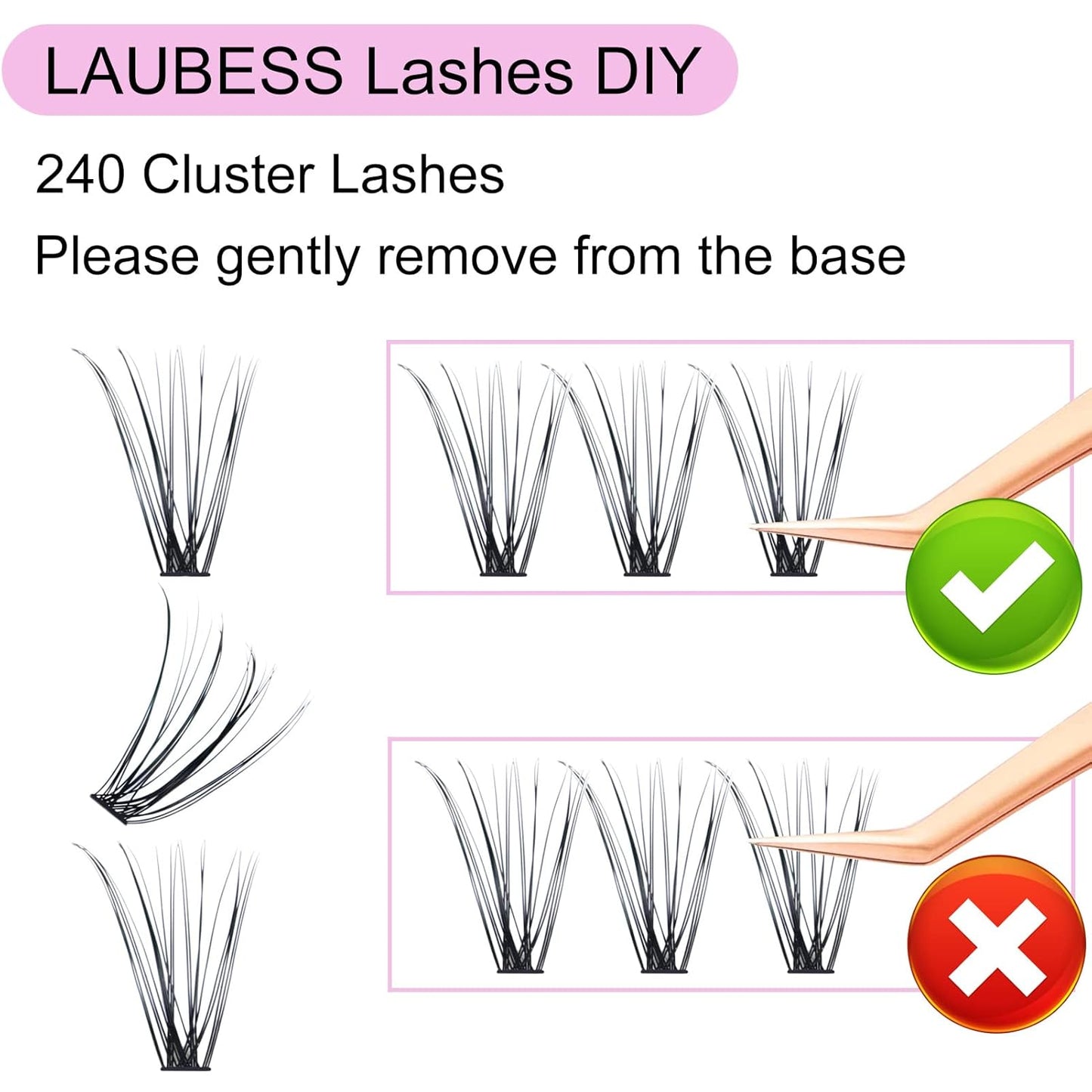 Lash Clusters LAUBESS Individual Lashes Waterproof Eyelash Clusters Mixed Tray Cluster Eyelash Extensions Soft Cluster Lashes for Beginners(20D-0.10D-9-16)
