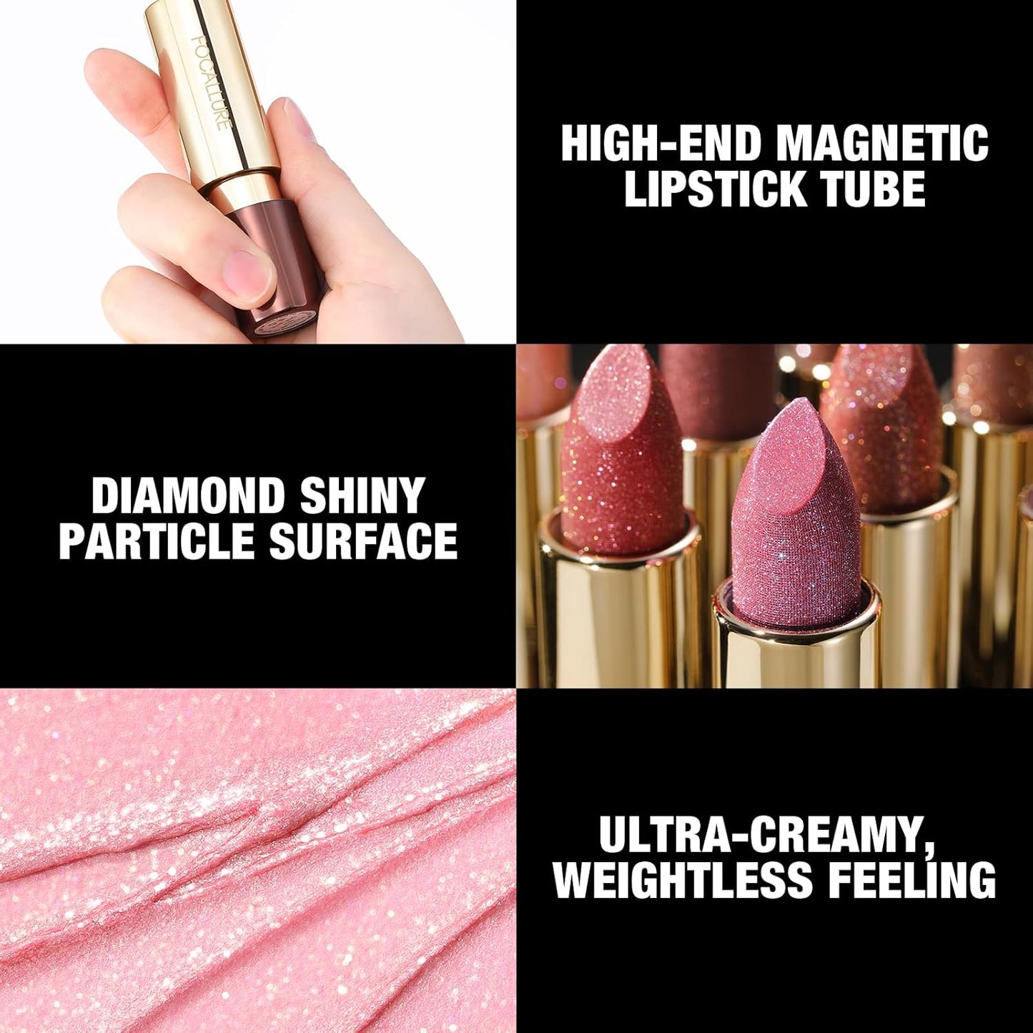 FOCALLURE Glisten Opal Shine Lipstick, High Impact Lip Color, Moisturizing Tinted Lip Balm, Lightweight & Hydrating Formula for Lip Care, SWEET KARMA