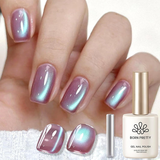 BORN PRETTY Cat Magnetic Eye Gel Nail Polish,Hyacinth Purple Jelly Glass Magnetic Gel Polish,Glitter Soak Off Nail Art Salon Manicure Home Gift 15ml | alldaygood beauty